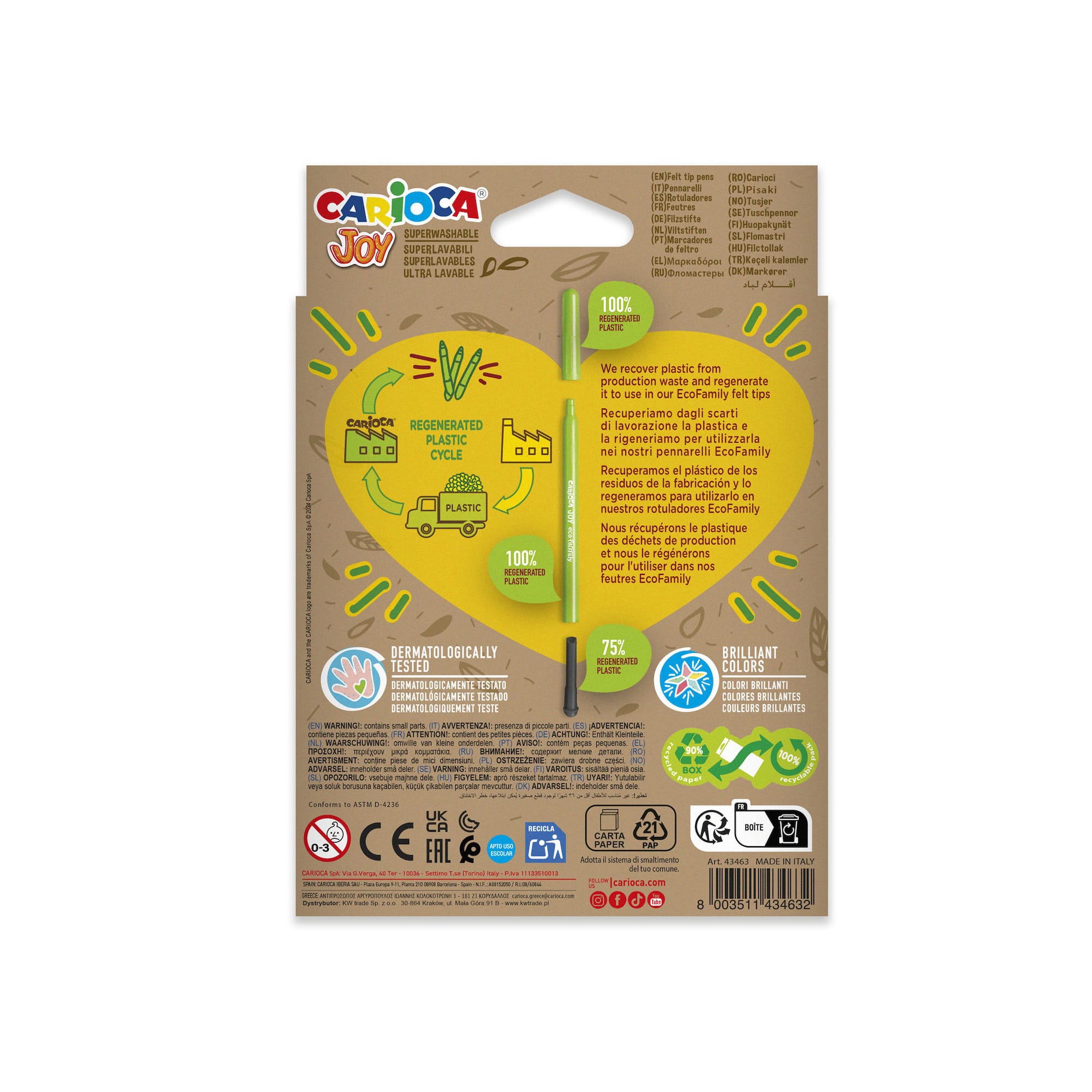 CARIOCA® Joy 2.8mm Eco Family Fine Tip Washable Felt Tip Pen Set